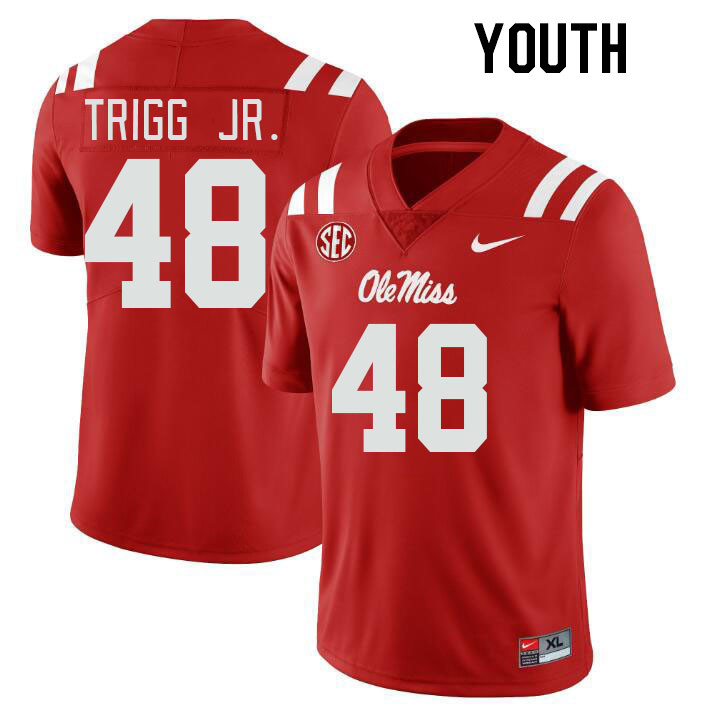 Youth #48 Mark Trigg Jr. Ole Miss Rebels College Football Jerseyes Stitched Sale-Red
